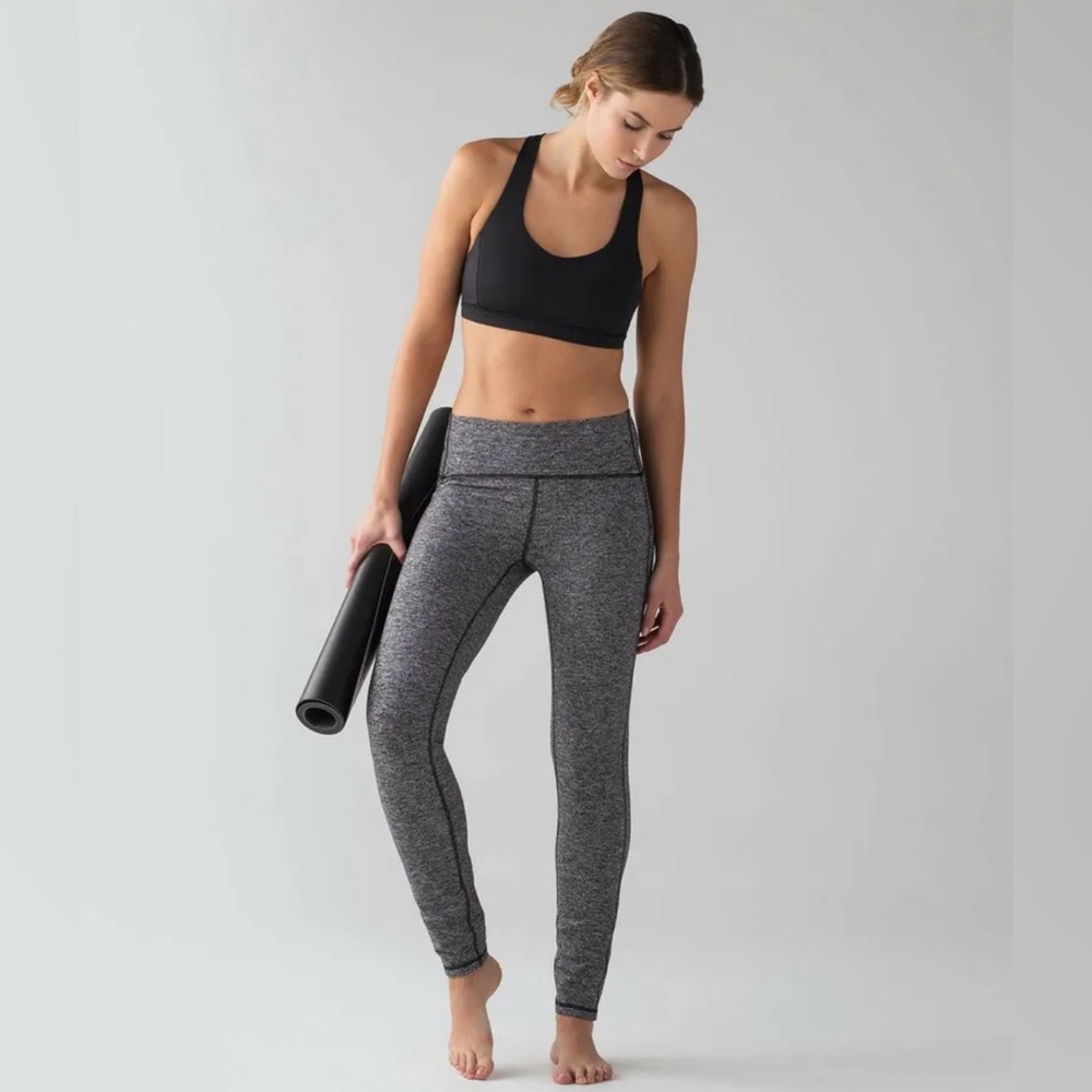 Lululemon Out To Lunge Untight Tight Heathered Black Gray Luon Pant